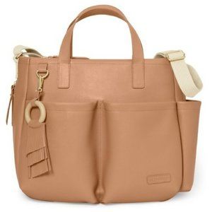 Skip Hop Greenwich Simply Chic Diaper Tote Tan Changing Bag Vegan Leather